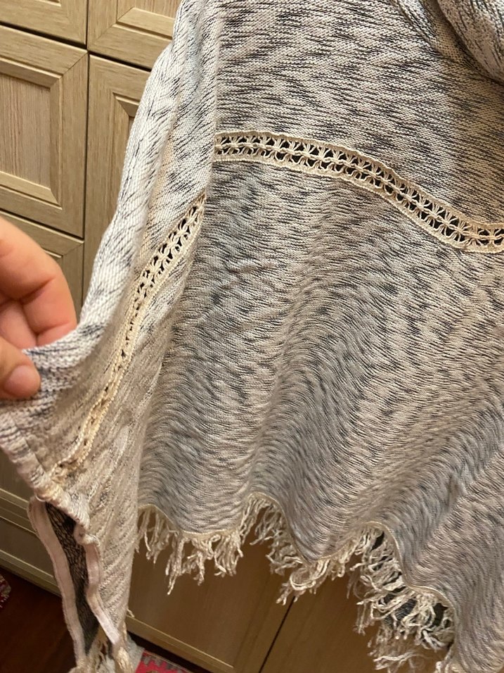 Bohem Gri Örgü Boğazlı Kadın Kazak - Görsel 2