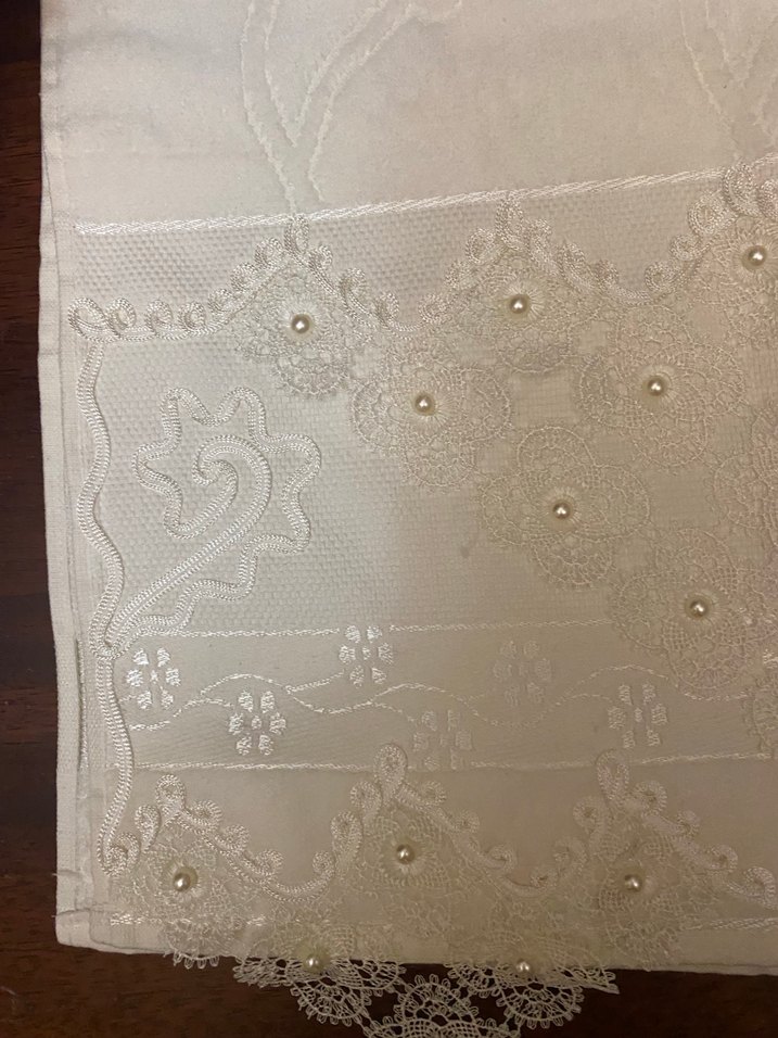 İnci Detaylı İşlemeli Beyaz Havlu - Görsel 2