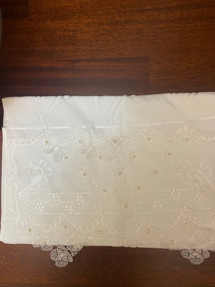 Geleneksel Nakışlı Beyaz dantelli havlu - Görsel 4