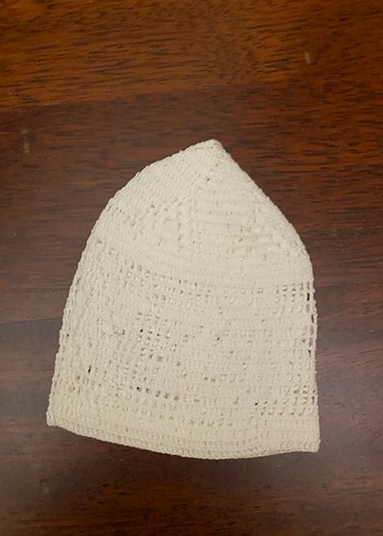 Dantel Detaylı Bej Bohem erkek namaz takkesi - Görsel 3