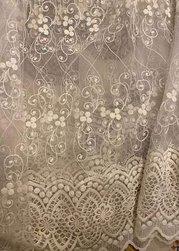 Nakışlı Beyaz Bohem Perde iki parça - Görsel 2