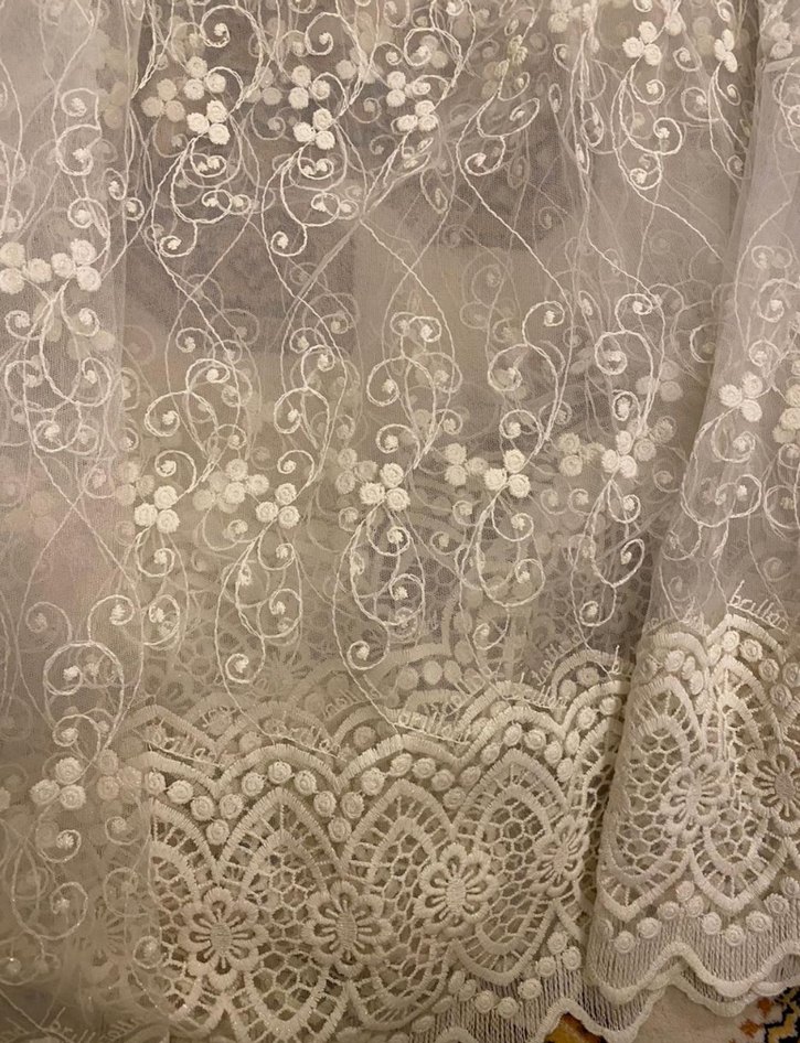 Nakışlı Beyaz Bohem Perde iki parça - Görsel 2