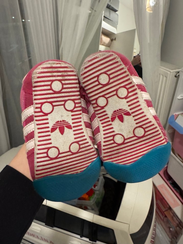 Kız Çocuk Renkli Pembe Cırtlı Spor Ayakkabı - Görsel 5