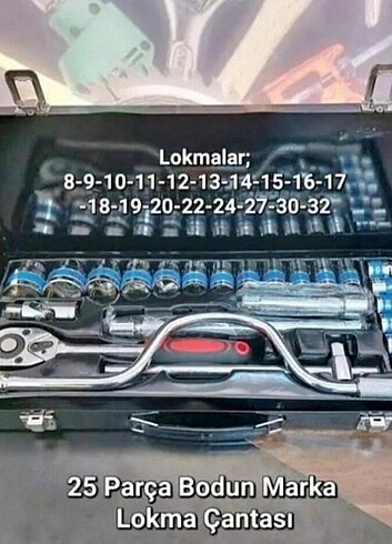 25.PARÇA LOKMA KARBON ÇELİK YERLİ ÜRETİM LOKMA TAKIMI