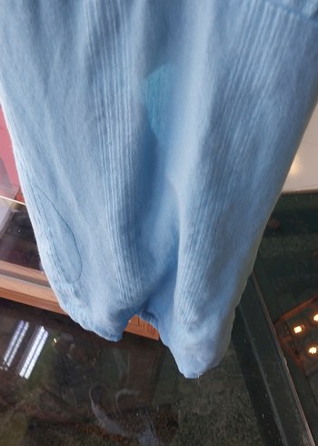 Pastel mavi keten elbise ital yazlik - Görsel 3