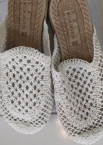 Dantel Detaylı Beyaz Kadın Dolgu Topuk Espadril - Görsel 4