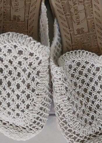 Dantel Detaylı Beyaz Kadın Dolgu Topuk Espadril - Görsel 2