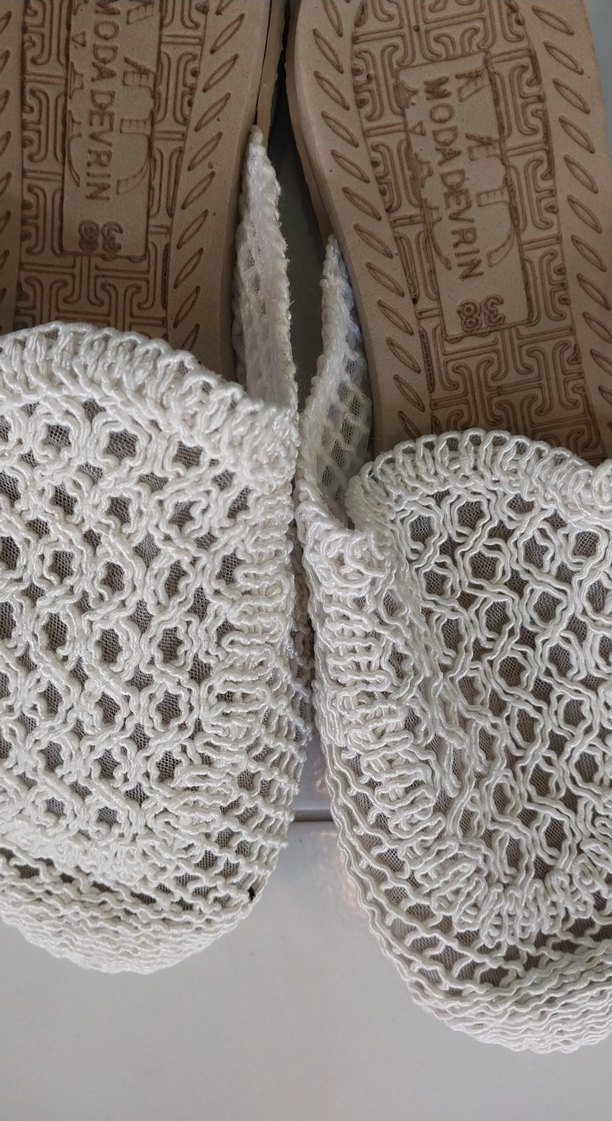 Dantel Detaylı Beyaz Kadın Dolgu Topuk Espadril - Görsel 2