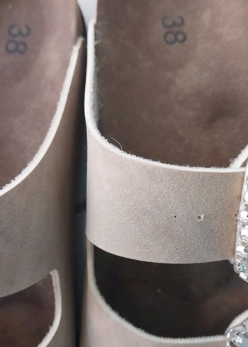 Bej Süet Tokalı Kadın Dolgu Topuk Terlik - Görsel 3