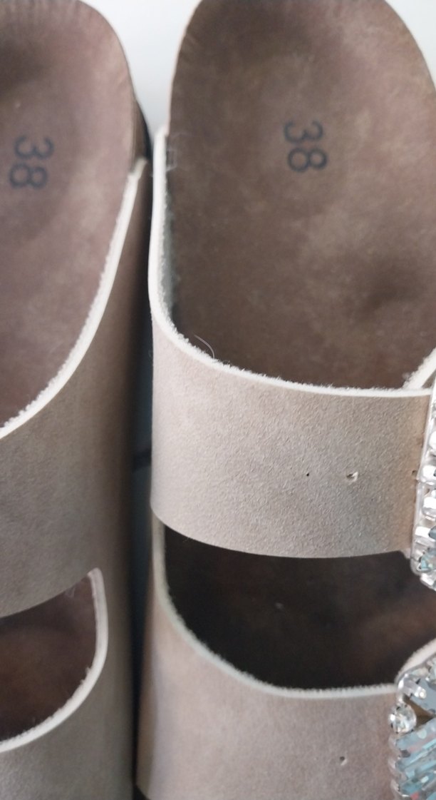 Bej Süet Tokalı Kadın Dolgu Topuk Terlik - Görsel 3