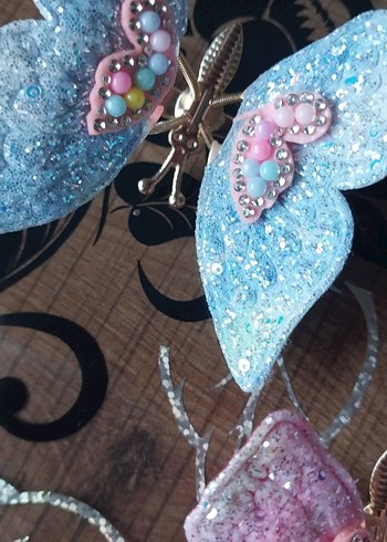 Renkli Payetli Kelebek Çocuk Toka - Görsel 8