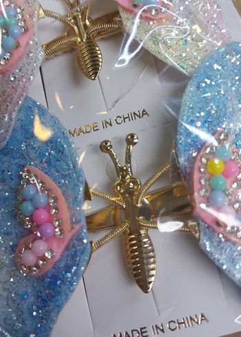 Renkli Payetli Kelebek Çocuk Toka - Görsel 4