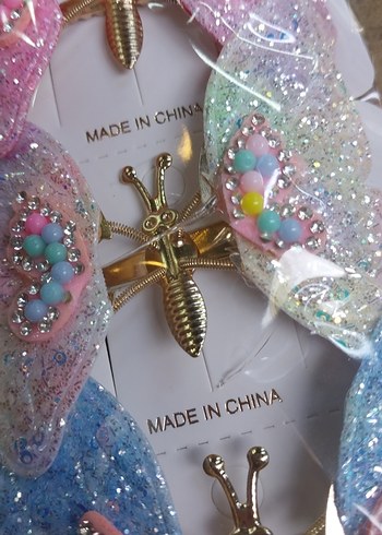 Renkli Payetli Kelebek Çocuk Toka - Görsel 3