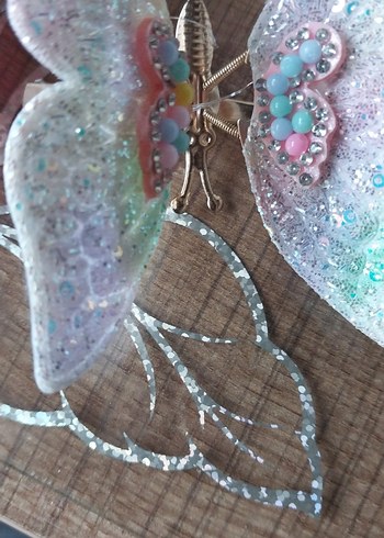 Renkli Payetli Kelebek Çocuk Toka - Görsel 6