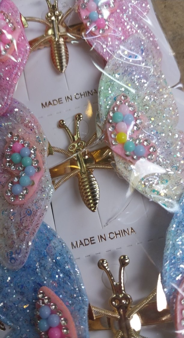 Renkli Payetli Kelebek Çocuk Toka - Görsel 3