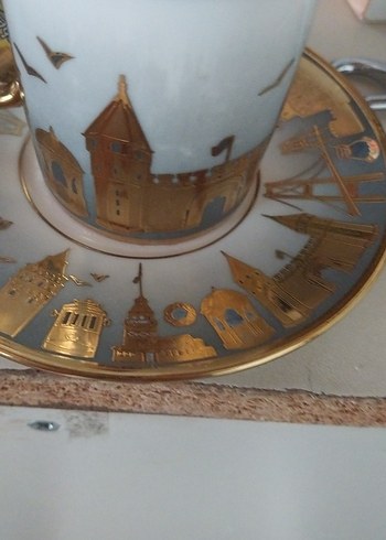 İstanbul Temalı Mavi Kahve Fincanı ve Tabağı - Görsel 4