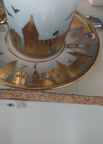 İstanbul Temalı Mavi Kahve Fincanı ve Tabağı - Görsel 3