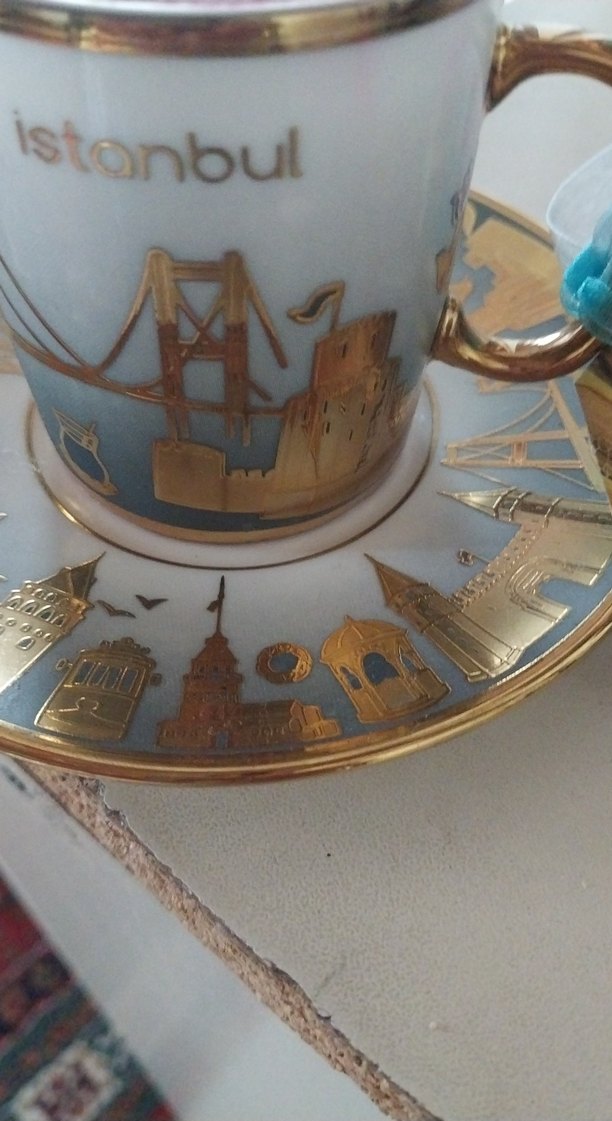 İstanbul Temalı Mavi Kahve Fincanı ve Tabağı - Görsel 2