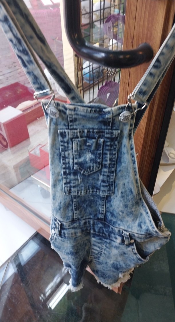 Kızlar için bağcıklı kot tulum - Görsel 2