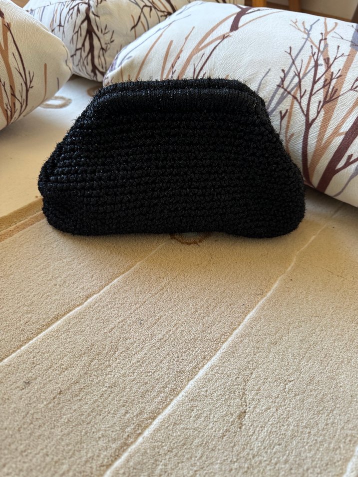 Siyah Örgü Kadın Portföy Çanta - Görsel 3