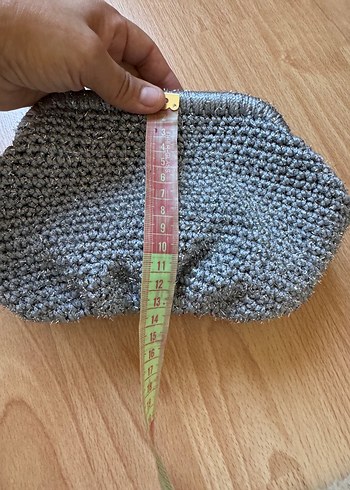 Gri gümüş  Örgü Kadın Clutch Çanta - Görsel 6