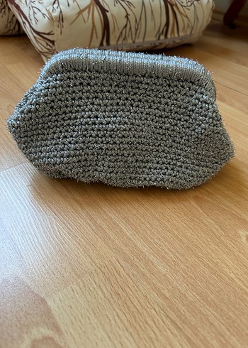 Diğer Gri gümüş Örgü Kadın Clutch Çanta