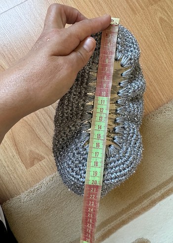 Gri gümüş  Örgü Kadın Clutch Çanta - Görsel 5