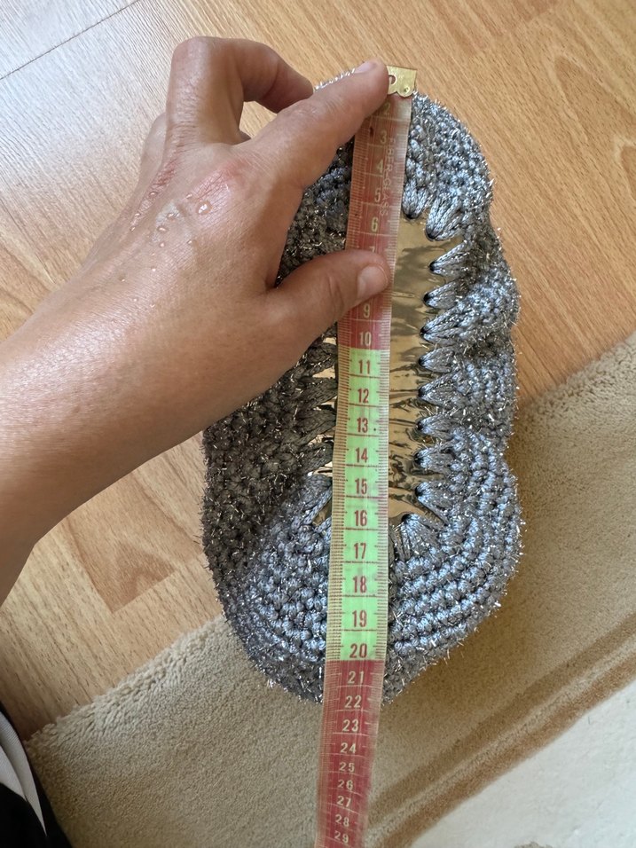 Gri gümüş  Örgü Kadın Clutch Çanta - Görsel 4