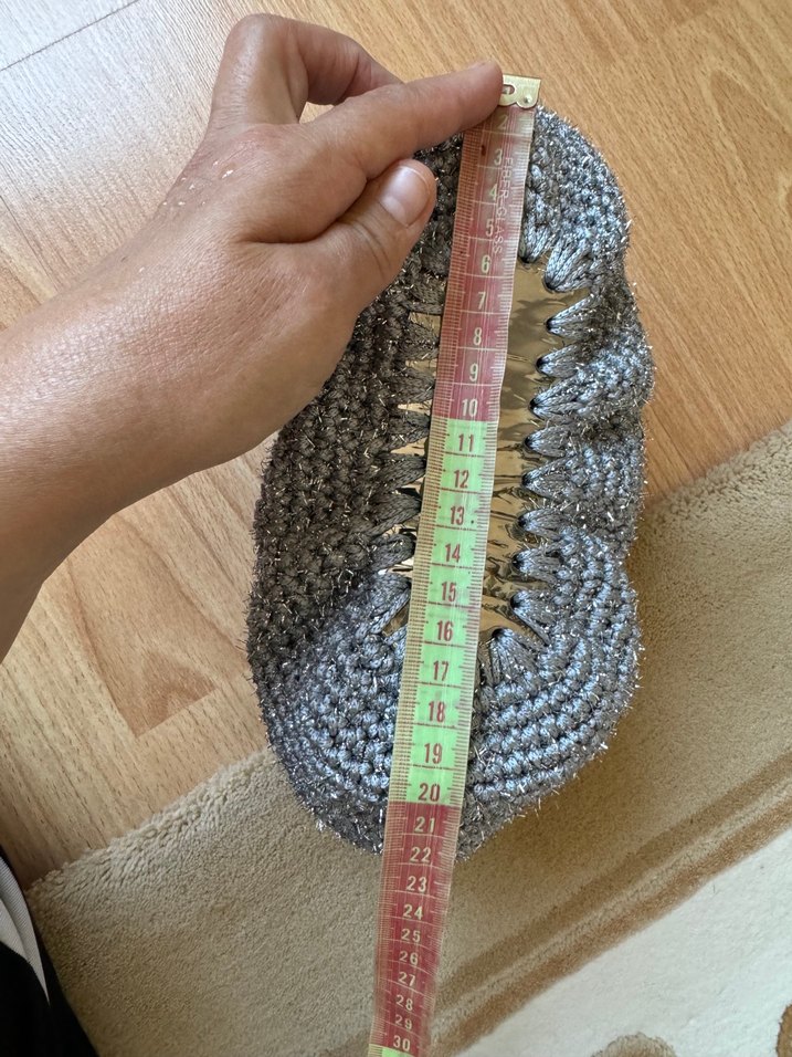 Gri gümüş  Örgü Kadın Clutch Çanta - Görsel 5