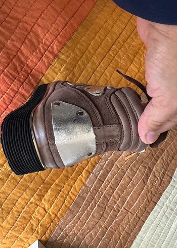 Kahverengi Süet Dolgu Topuklu Bağcıklı Kadın Spor yarım bot - Görsel 7