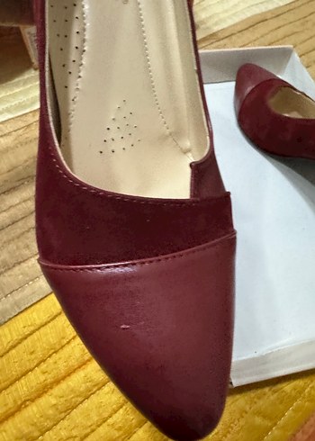 Bordo Kadın Stiletto, Blok Topuk - Görsel 4