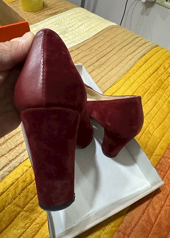 Bordo Kadın Stiletto, Blok Topuk - Görsel 3