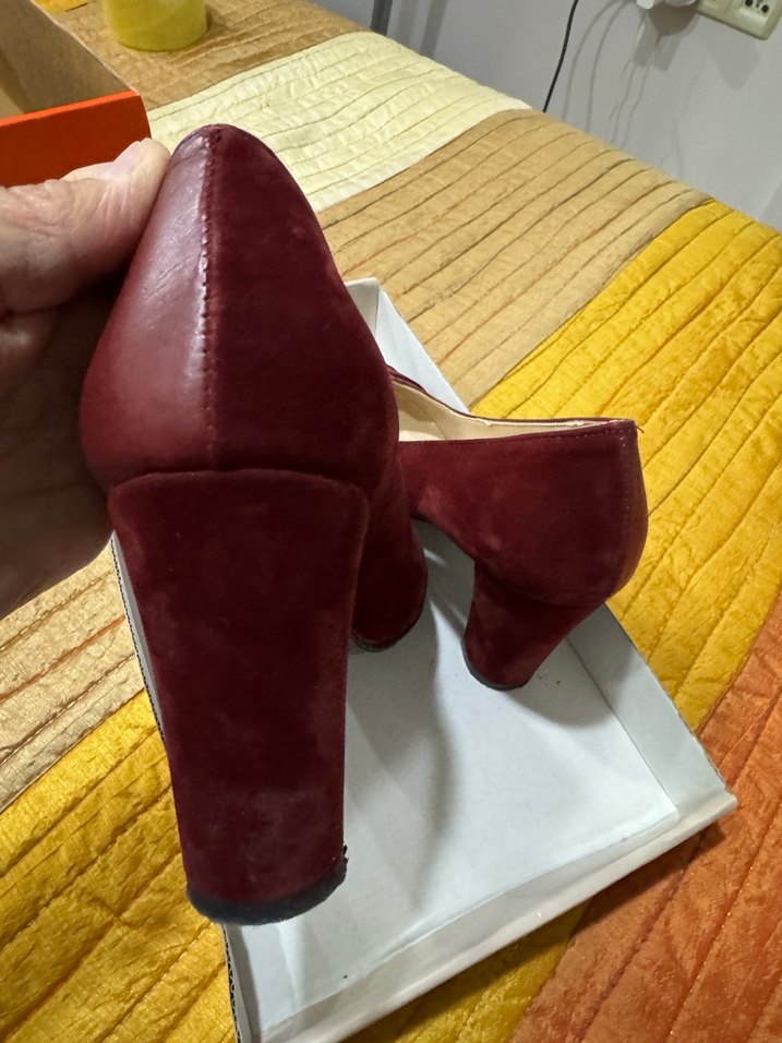 Bordo Kadın Stiletto, Blok Topuk - Görsel 3