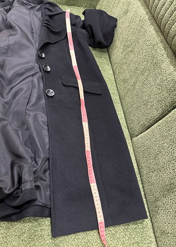 Düğmeli Siyah Kadın Kaban - Görsel 7