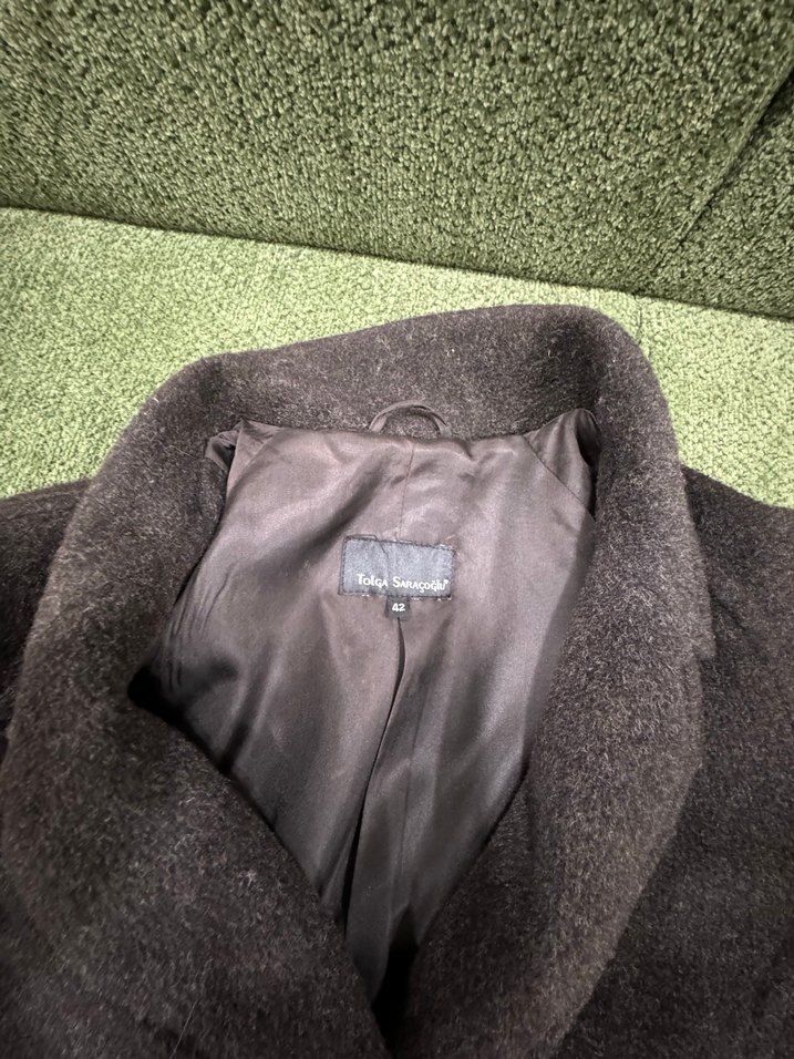 Kahverengi kaşmir kaban. - Görsel 4