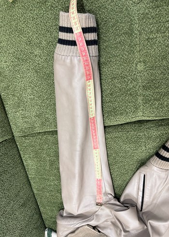 Düğmeli Bej Deri Kadın Ceket - Görsel 6