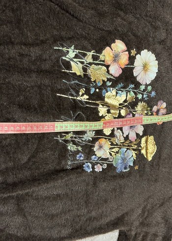 Bohem Çiçek Desenli Örgü Kahverengi Kazak - Görsel 5