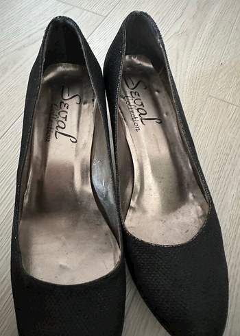 Siyah ışıltılı Dolgu Topuklu Kadın Ayakkabı - Görsel 8