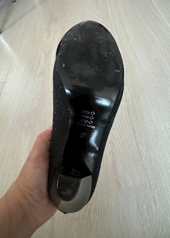 Siyah ışıltılı Dolgu Topuklu Kadın Ayakkabı - Görsel 6