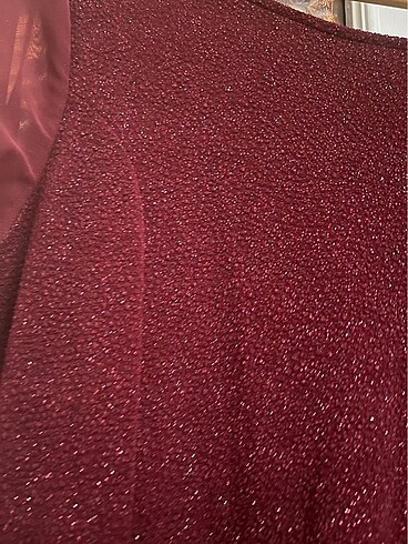 Bordo simli elbise