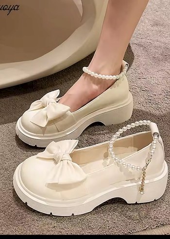 Beyaz Fiyonk Detaylı Kız Çocuk Babet - Görsel 5