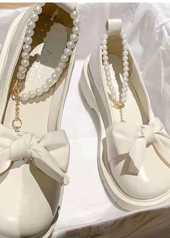 Beyaz Fiyonk Detaylı Kız Çocuk Babet - Görsel 3