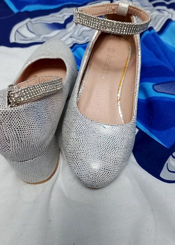 Kız Çocuk Gri Yılan Desenli Tokalı Babet - Görsel 3