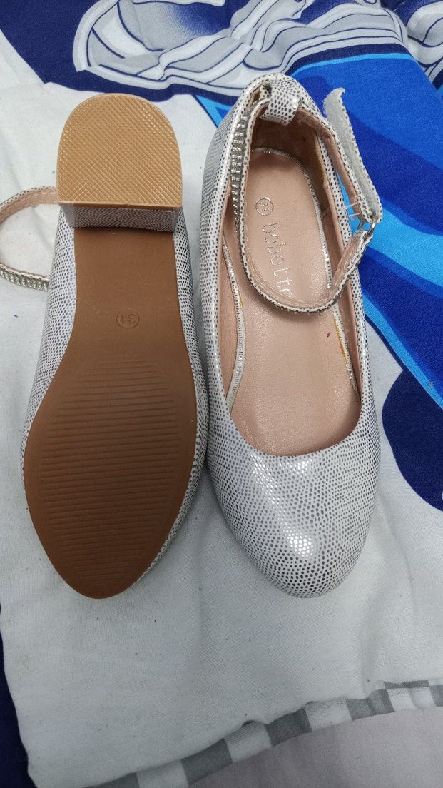 Kız Çocuk Gri Yılan Desenli Tokalı Babet - Görsel 5