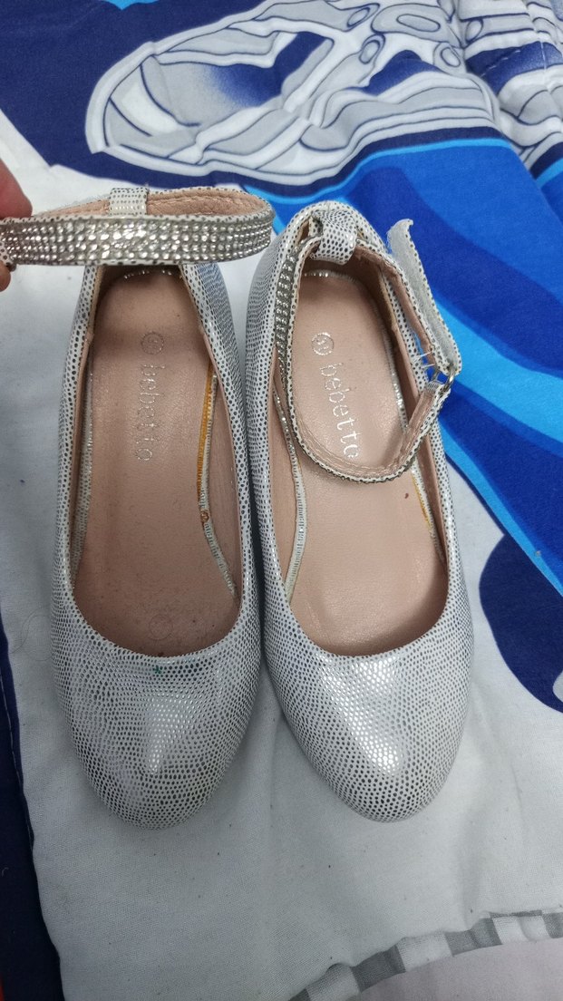 Kız Çocuk Gri Yılan Desenli Tokalı Babet - Görsel 2