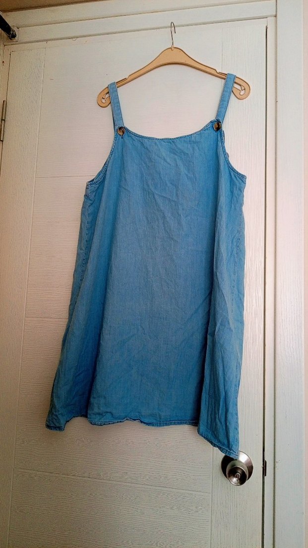 Mavi Düğmeli Hamile Denim Elbise - Görsel 2