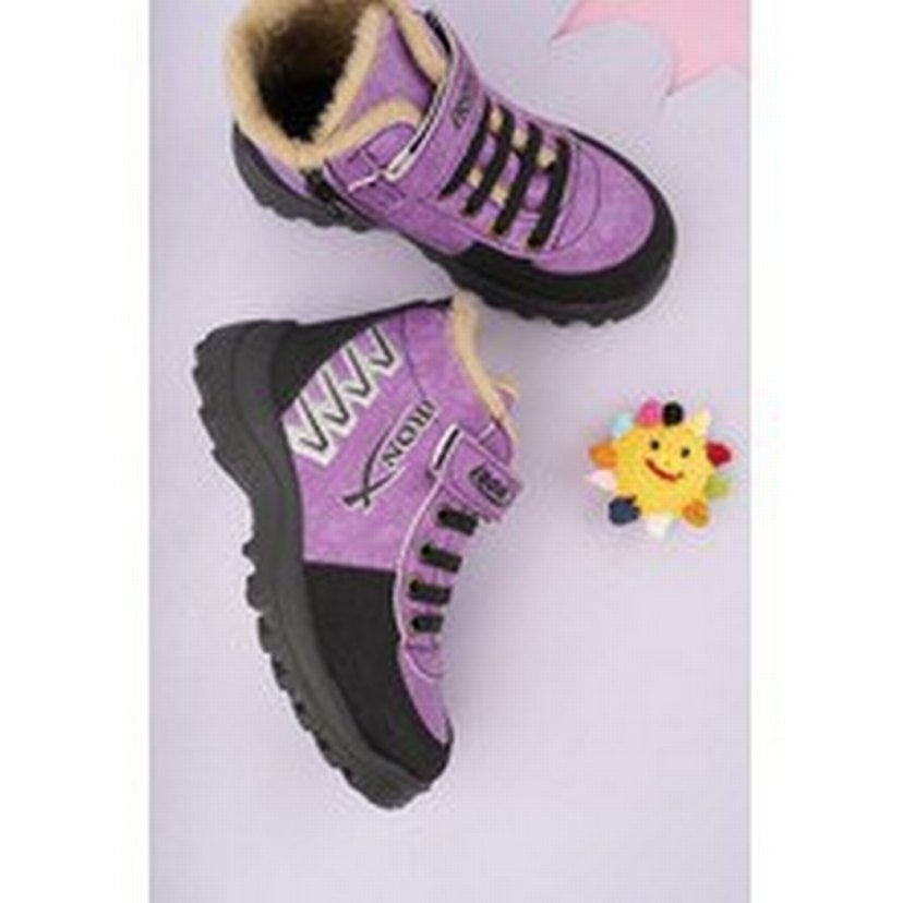 Mor kiz cocuk Botu Velcro Detaylı - Görsel 5