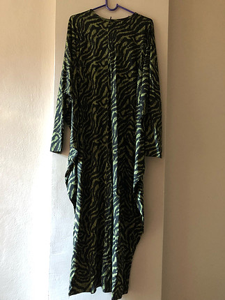 l Beden Zebra Desenli Salaş Elbise 