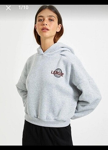 Trendyol & Milla Trendyolmilla sırt baskılı gri kapüşonlu sweatshirt