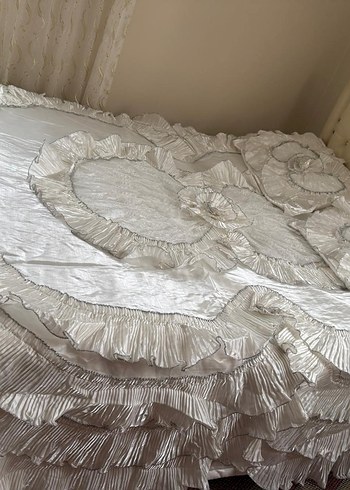 Nakışlı Beyaz Gri ekru krem Yatak Örtüsü - Görsel 3